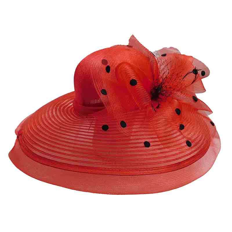 Polka Dot Tulle Crinoline Derby Hat, Dress Hat - SetarTrading Hats 
