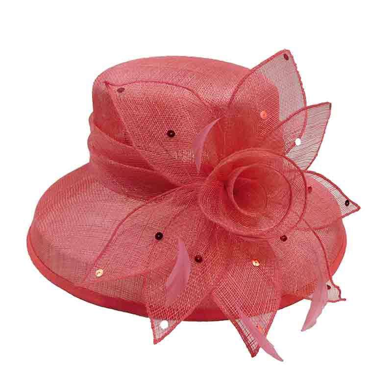 Tiffany Sinamay Dress Hat Dress Hat Something Special Hat hf2801co Coral OS 