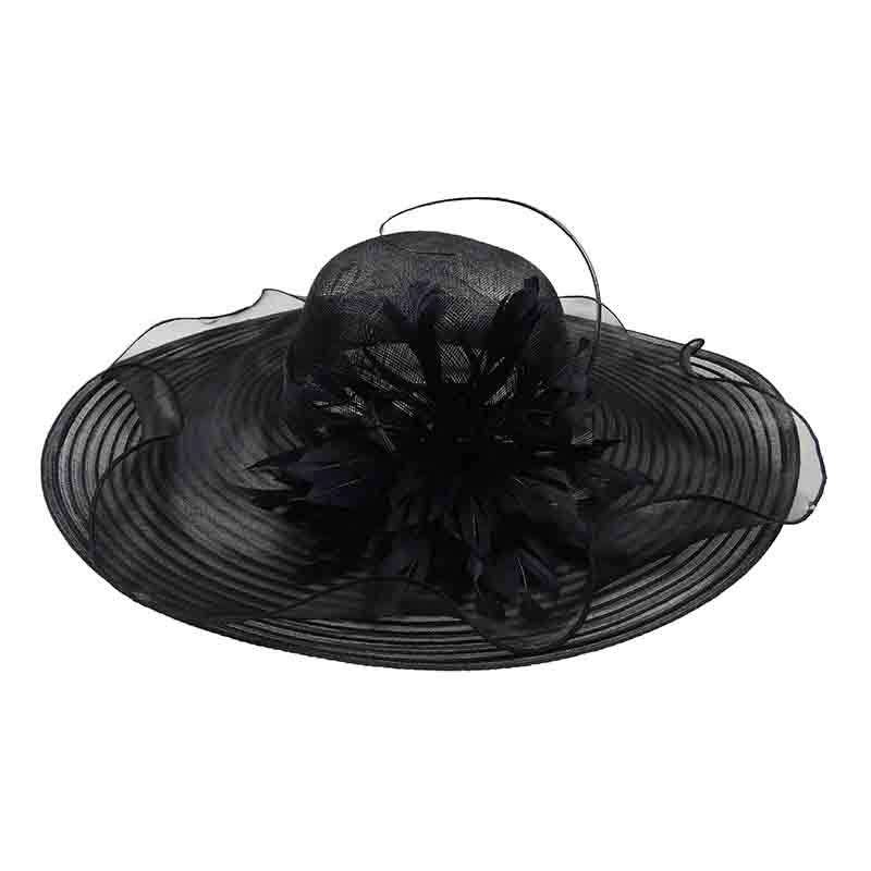 Layered Brim Kentucky Derby Hat with Large Feather Accent, Dress Hat - SetarTrading Hats 