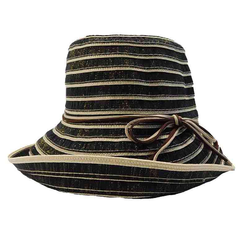 Metallic Accent Bucket Hat with Suede Tie for Women - Golf Hats ...