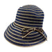 Metallic Accent Bucket Hat with Suede Tie Cloche Jeanne Simmons js9382nv Navy  