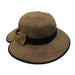 Split-Back Sun Hat with Bow Wide Brim Hat Jeanne Simmons js8208bnt Brown tweed  