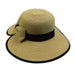 Split-Back Sun Hat with Bow Wide Brim Hat Jeanne Simmons js8208tnt Tan tweed  