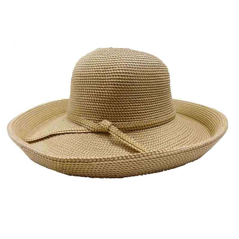 Tweed Braid Kettle Brim Sun Hat - Jeanne Simmons Hats Kettle Brim Hat Jeanne Simmons js8342tnt Tan tweed  