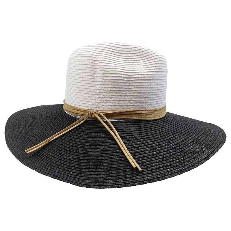 Two Tone Safari Hat with Metallic Band by San Diego Hat Company Safari Hat San Diego Hat Company ubf1100bk White/Black  