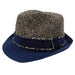 Unisex Tweed Navy Raffia Crown Fedora Hat - Sun Styles Hats Fedora Hat Sun Styles xgz079nv Navy  