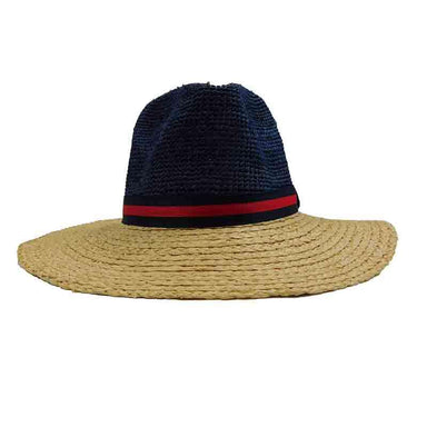 Navy and Natural Raffia Safari Hat by Sun Styles Safari Hat Sun Styles    