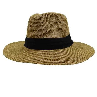Unisex Tweed Raffia Crown Safari Hat by Sun Styles Safari Hat Sun Styles xgz098nt Natural  