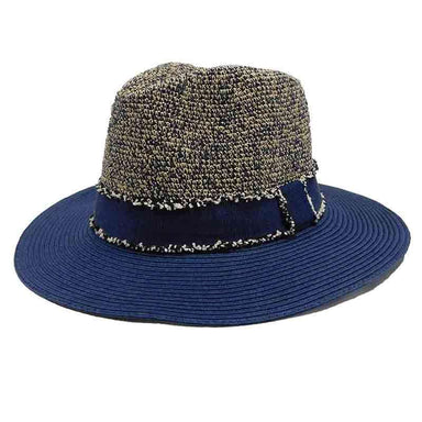 Tweed Navy Raffia Crown Safari Hat by Sun Styles Safari Hat Sun Styles xgz097nv Navy  