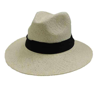 Woven Toyo Safari Style Hat with Black Band by Sun Styles Safari Hat Sun Styles ah355iv Ivory  