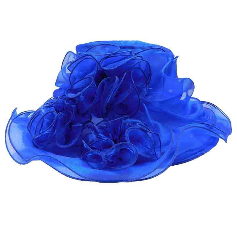 Triple Ruffle Flower Organza Hat Dress Hat Something Special Hat by5826rb Royal Blue  