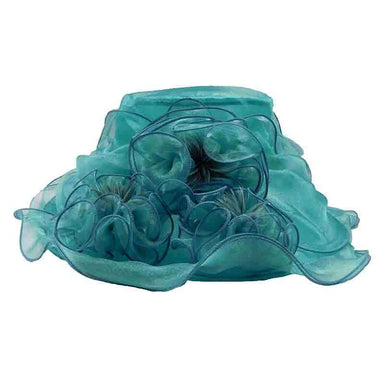 Triple Ruffle Flower Organza Hat Dress Hat Something Special Hat by5826tq Turquoise  