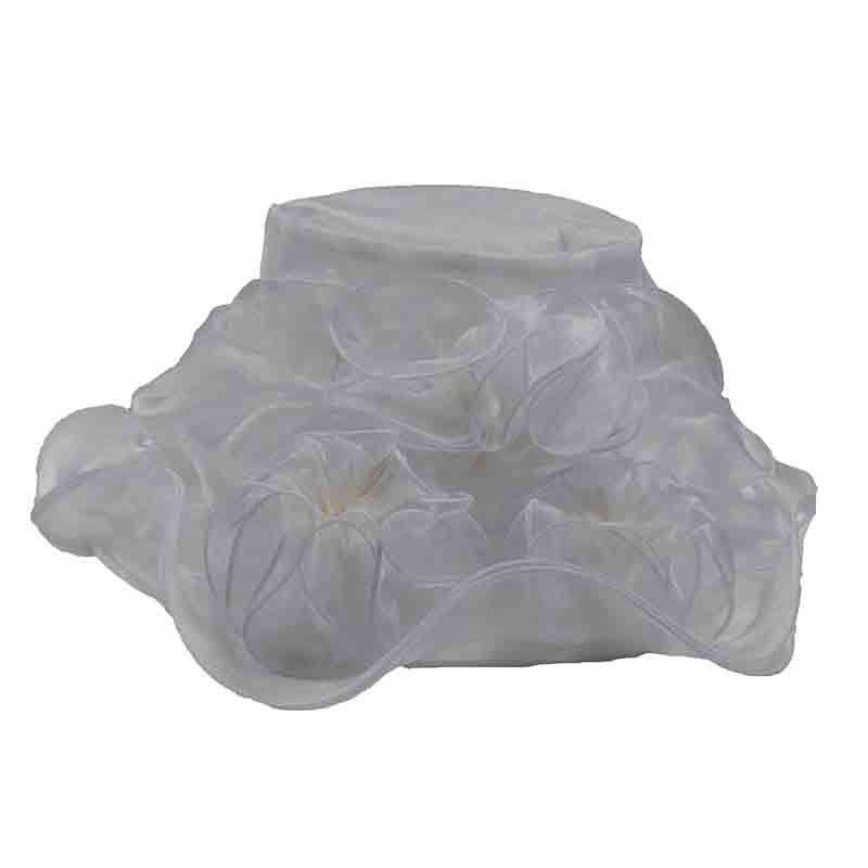 Triple Ruffle Flower Organza Hat Dress Hat Something Special Hat by5826wh White  