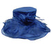 Flower Organza Hat with Curly Ribbon Accent Dress Hat Something Special Hat by5824nv Navy  