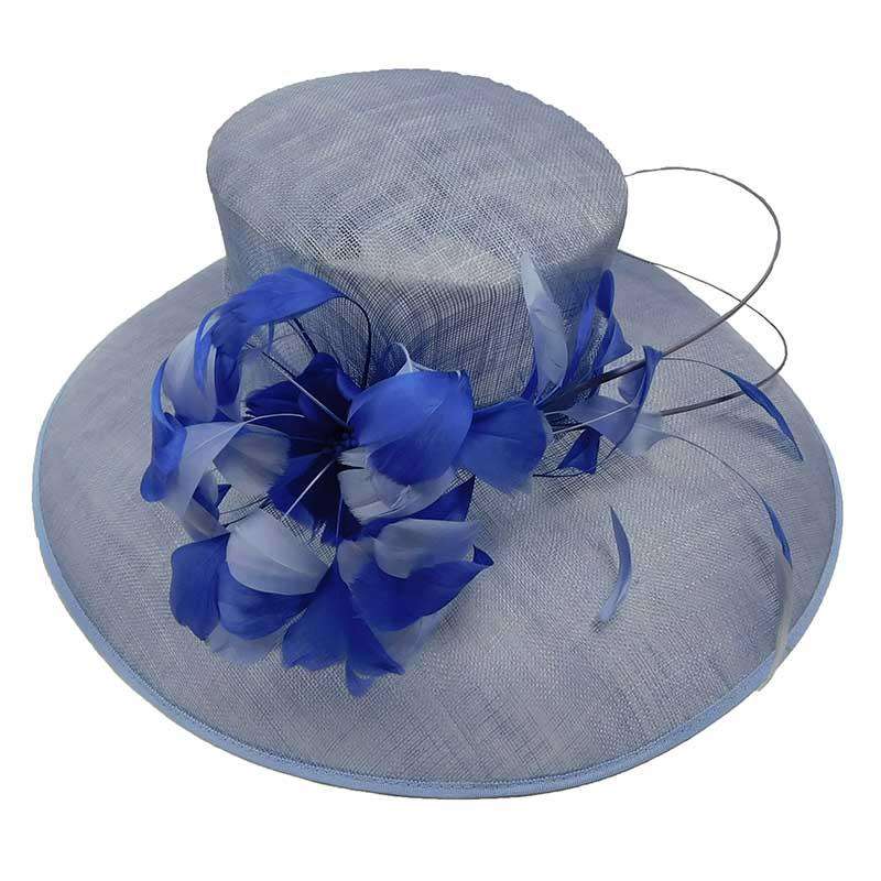 Tiffany Style Sinamay Dress Hat with Two Tone Feather Accent, Dress Hat - SetarTrading Hats 