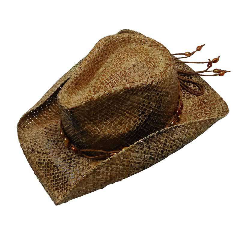 Seagrass Western Hat with Macrame Band - Scala Hats Cowboy Hat Scala Hats    