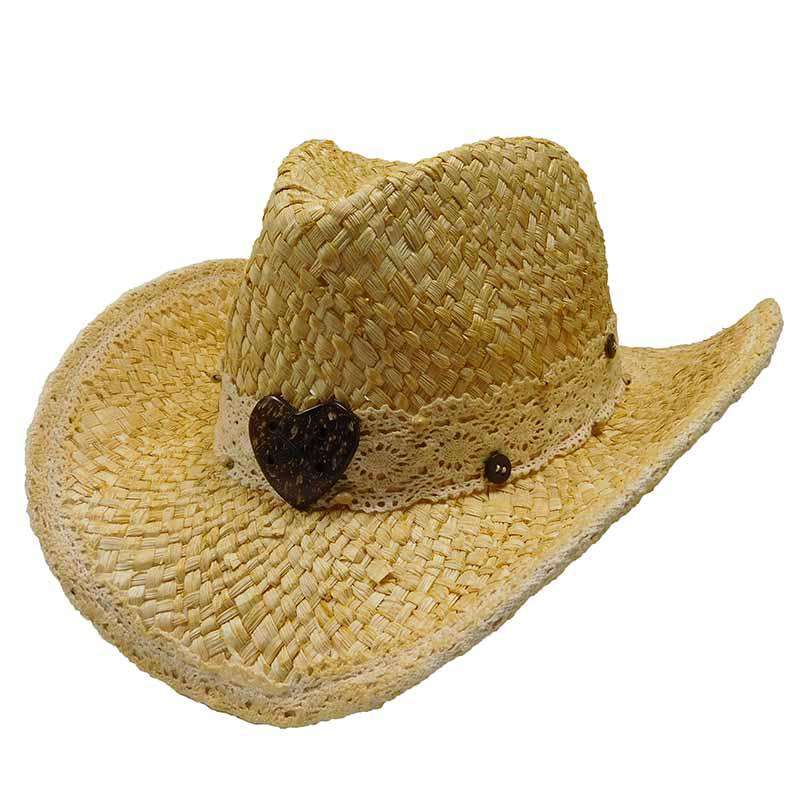 Maize Western Cowboy Hat with Lace Band - Tropical Trends Cowboy Hat Dorfman Hat Co. ls99nt Natural  