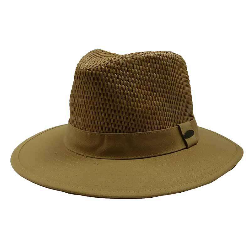 Straw Crown Cotton Brim Safari Hat - Panama Jack Safari Hat Panama Jack Hats pj161ntl Natural L (23 2/9") 