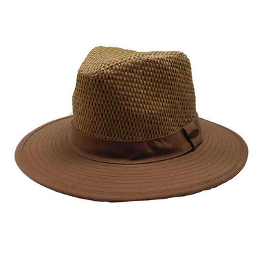 Straw Crown Cotton Brim Safari Hat - Panama Jack Safari Hat Panama Jack Hats pj161bnm Brown M (22 4/9") 