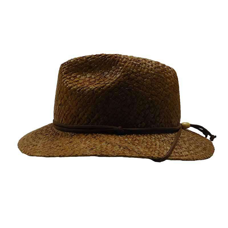 Woven Raffia Safari Hat with Chin Cord - DPC Global Trends Safari Hat Dorfman Hat Co. sdsmr212m Brown S/M (21 1/2"-22 2/5") 