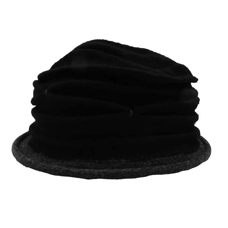 Contrast Trim Boiled Wool Pleated Beanie - Scala Collection Hats, Beanie - SetarTrading Hats 