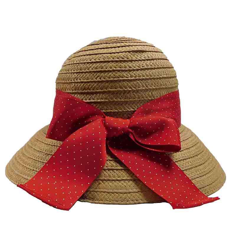 Red Polka Dot Ribbon Bow Summer Bucket Hat-Jones New York  display picture 2