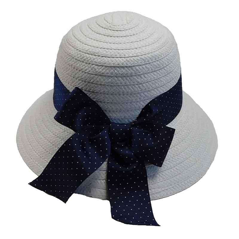 Blue Polka Dot Ribbon Bow Summer Bucket Hat-Jones New York 