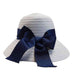 Blue Polka Dot Ribbon Bow Summer Bucket Hat - Jones New York, Cloche - SetarTrading Hats 