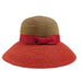 Red Polka Dot Ribbon Bow Big Brim Sun Hat - Jones New York Wide Brim Hat MAGID Hats JNY160RD Red  