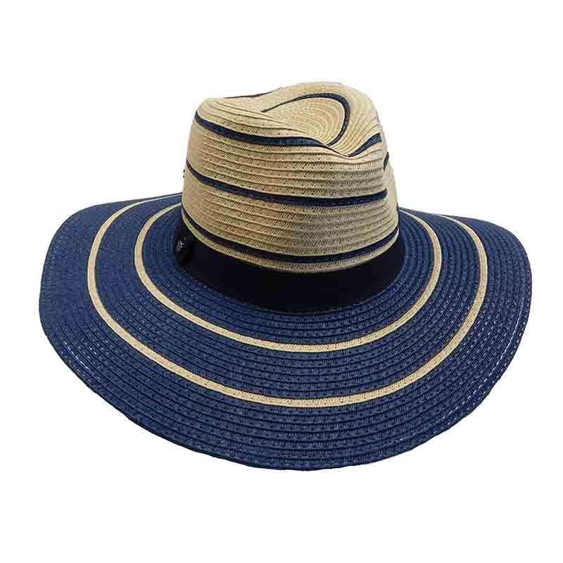 Navy Striped Summer Safari Hat - Jones New York Safari Hat MAGID Hats    