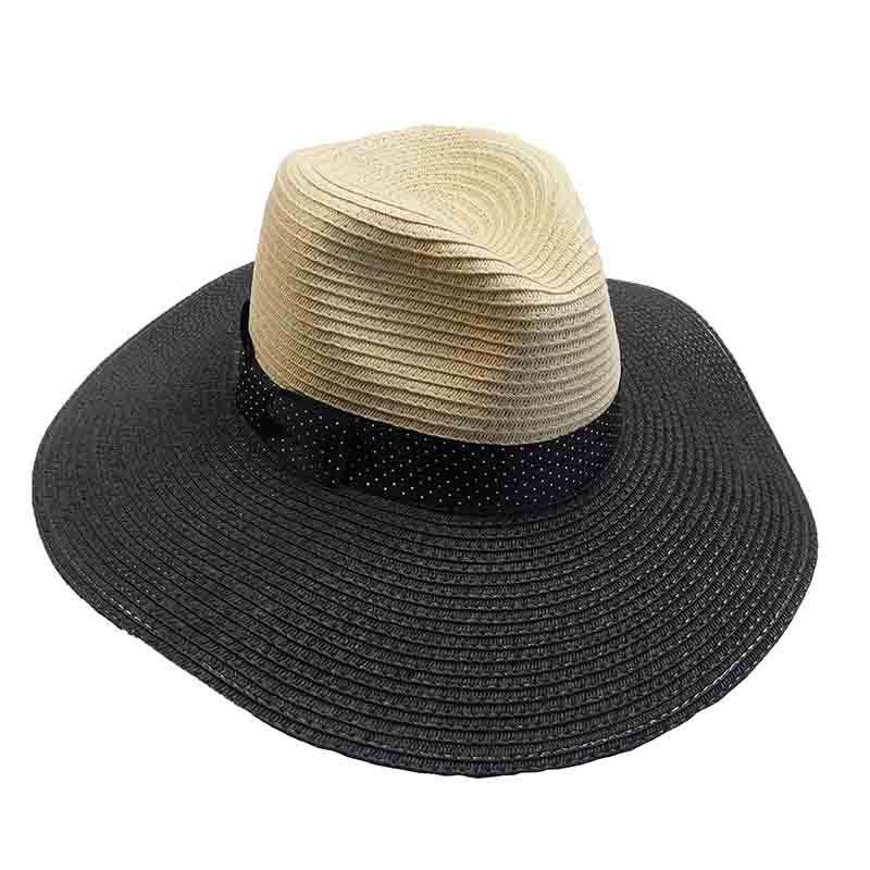 Black Polka Dot Ribbon Bow Safari Hat - Jones New York Safari Hat MAGID Hats    