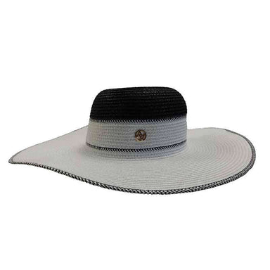 Black and White Wide Brim Summer Hat - Adrianne Vittadini Wide Brim Sun Hat MAGID Hats    