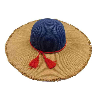 Frayed Edge Navy and Toast Summer Floppy Hat - Adrianne Vittadini Floppy Hat MAGID Hats    