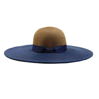 Navy Polka Dot Ribbon Bow Summer Floppy Hat - Jones New York, Floppy Hat - SetarTrading Hats 