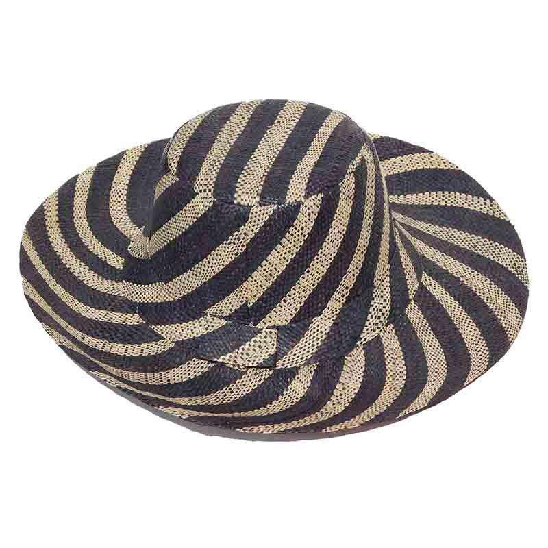 Madagascar Raffia Striped Beach Hats Wide Brim Sun Hat Madagascar Raffia Hats she40 Black Thin Stripes  