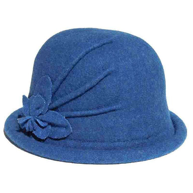 Curled Brim Wool Bowler Hat by Adora® Beanie Adora Hats ad887bl Blue  