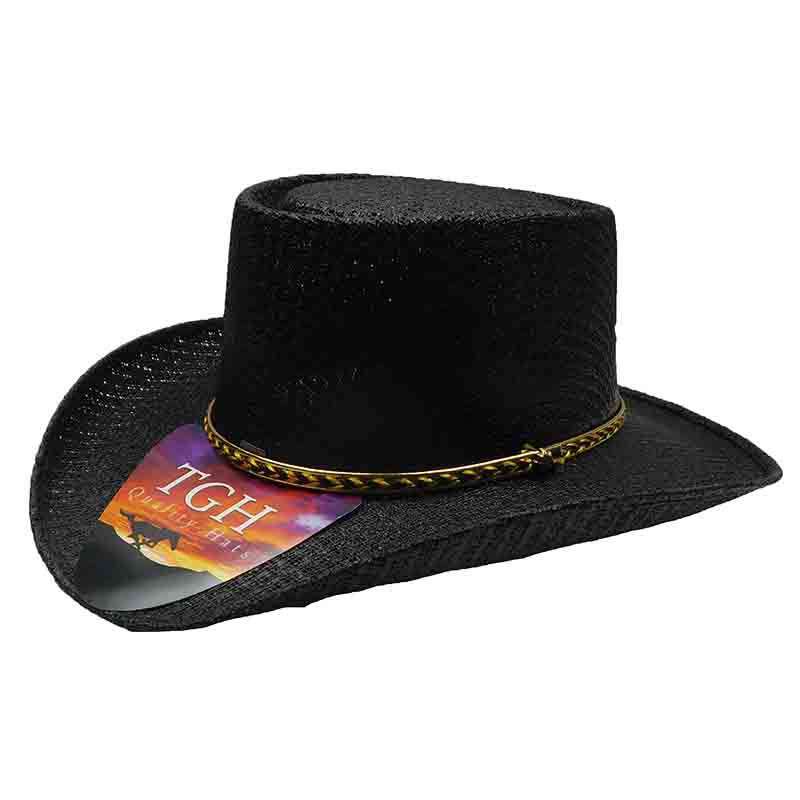 Western Gambler Hat with Gold Band - Texas Gold Hats Gambler Hat Texas Gold Hats jr7225 Black  