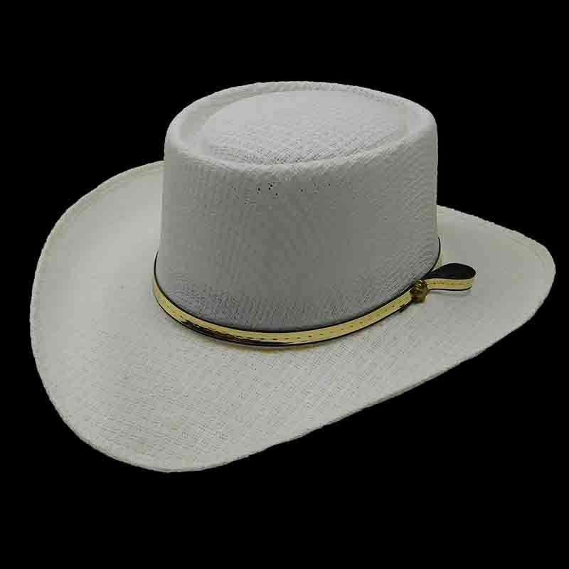 Western Gambler Hat with Gold Band - Texas Gold Hats Gambler Hat Texas Gold Hats jr7226 White  