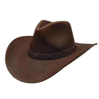 Jackaroo Brown Leather Western Cowboy Hat by Jars Cowboy Hat Texas Gold Hats jr7481bn Brown Medium (57 cm) 