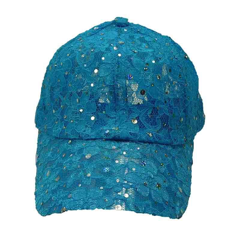 Razzle Dazzle Sequin Lace Fashion Baseball Cap - CapSmith Cap Capsmith 95lacs Turquoise  