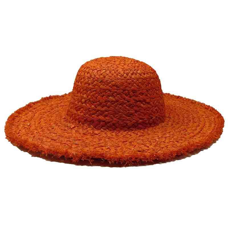 Handwoven Natural Raffia Straw Floppy Hat - Boardwalk Style Wide Brim Sun Hat Boardwalk Style Hats da1731rd Orange Medium (57 cm) 