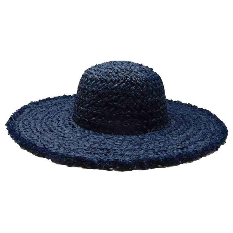 Handwoven Natural Raffia Straw Floppy Hat - Boardwalk Style Wide Brim Sun Hat Boardwalk Style Hats da1731nv Navy Medium (57 cm) 