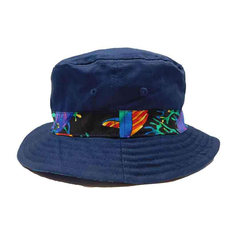 Pufferfish Cotton Bucket Hat - Scala Hats for Kids Bucket Hat Scala Hats c919nv Navy 21.25" (54 cm) 