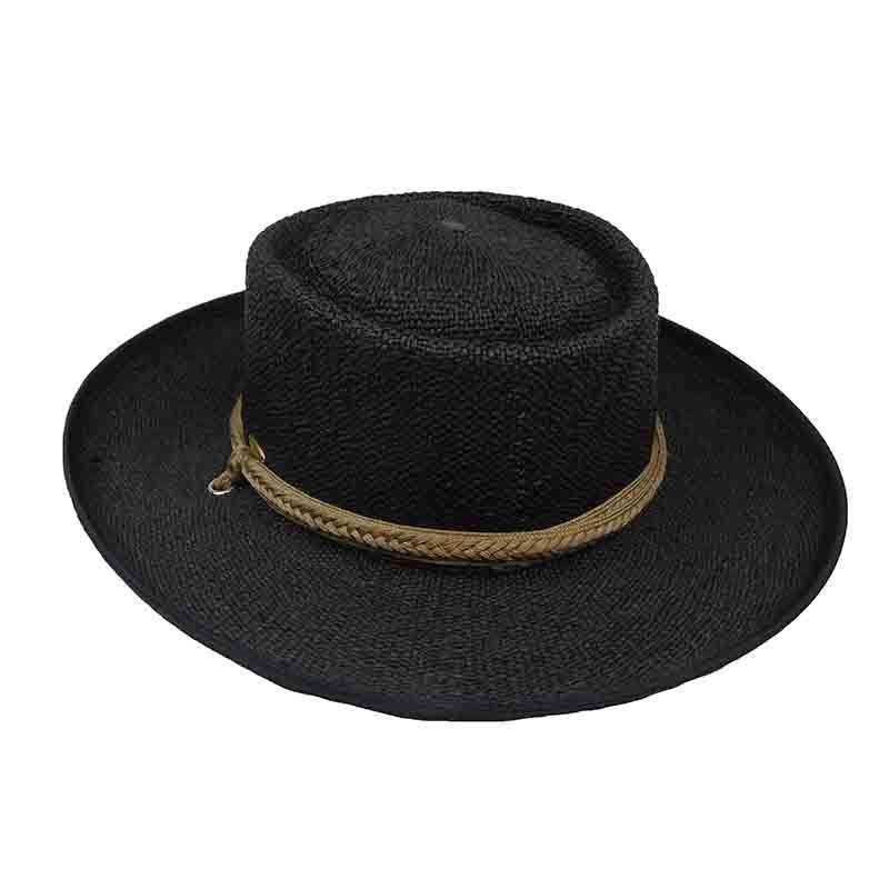 Bangkok Toyo Gaucho Hat with Tassel Tie - Scala Hats Gambler Hat Scala Hats lt225bk Black  