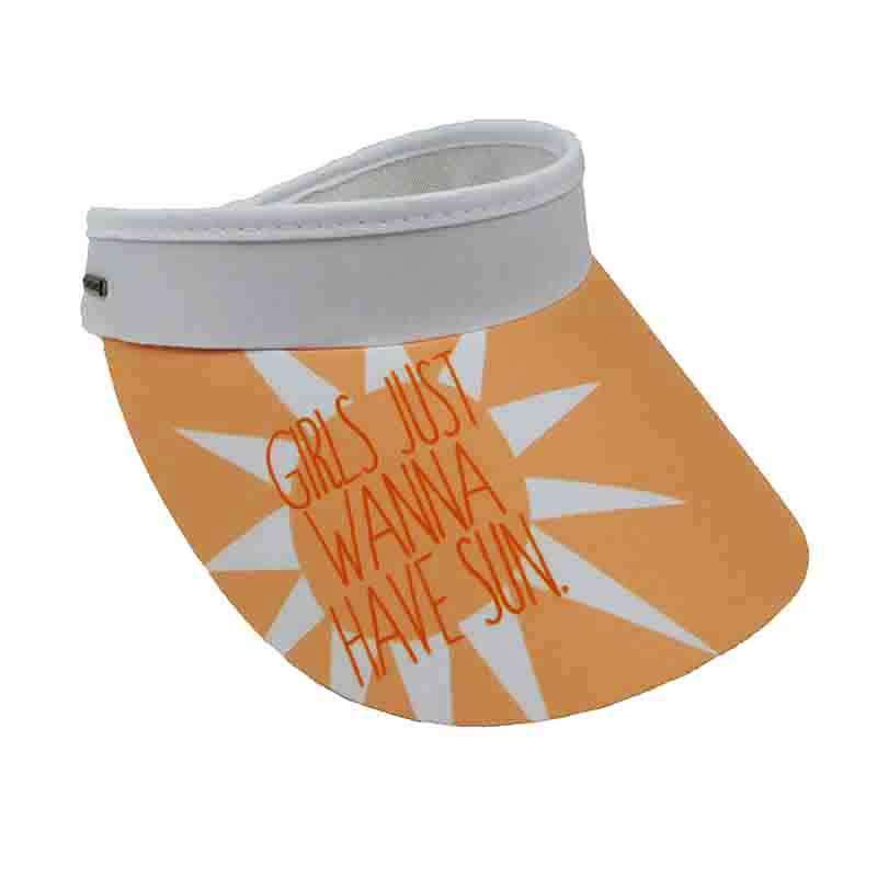 Girls Just Wanna Have Sun Visor Hat with Coil - Sun 'N' Sand Hats Visor Cap Sun N Sand Hats hh2252 Orange  