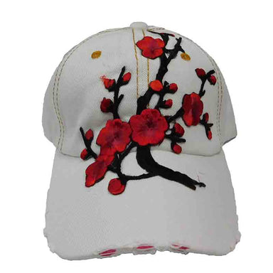 Plum Flower Embroidered Baseball Cap Cap Bohemian Fashion LH6252wh White  