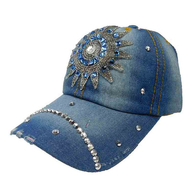 Sun Rhinestone Studded Baseball Cap Cap Bohemian Fashion LH6396bl Blue  