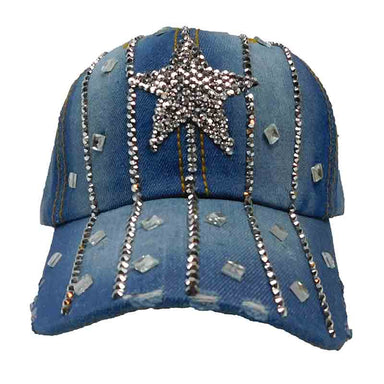 Star and Stripes Rhinestone Studded Baseball Cap Cap Bohemian Fashion LH6358bl Blue  