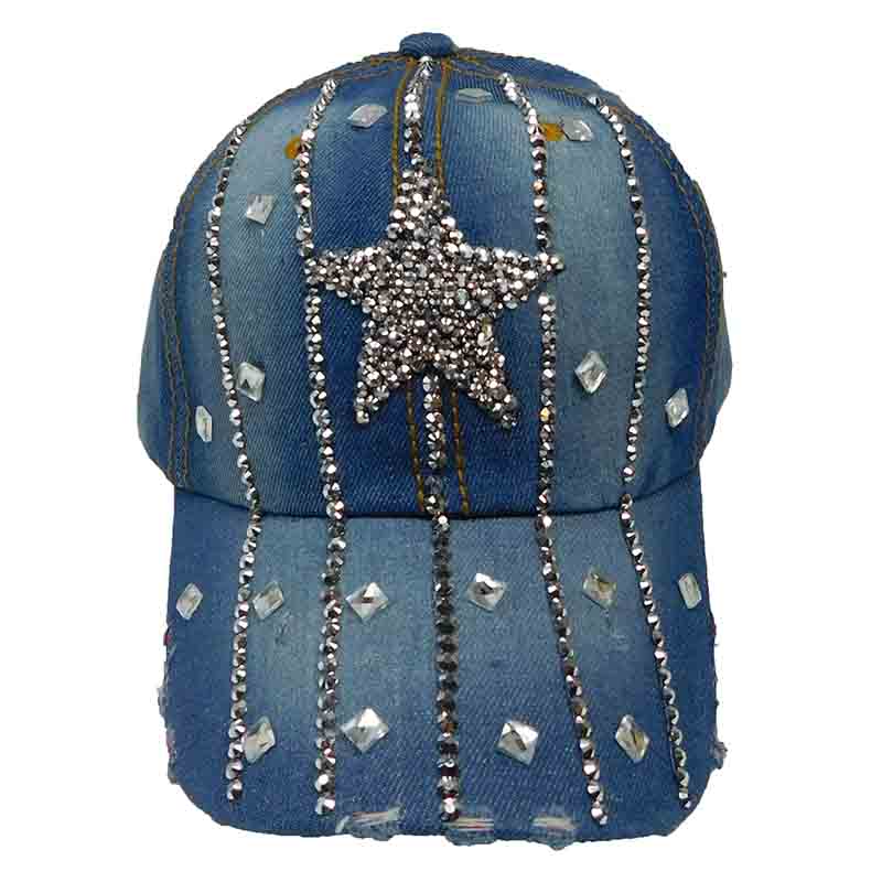 Star and Stripes Rhinestone Studded Baseball Cap, Cap - SetarTrading Hats 