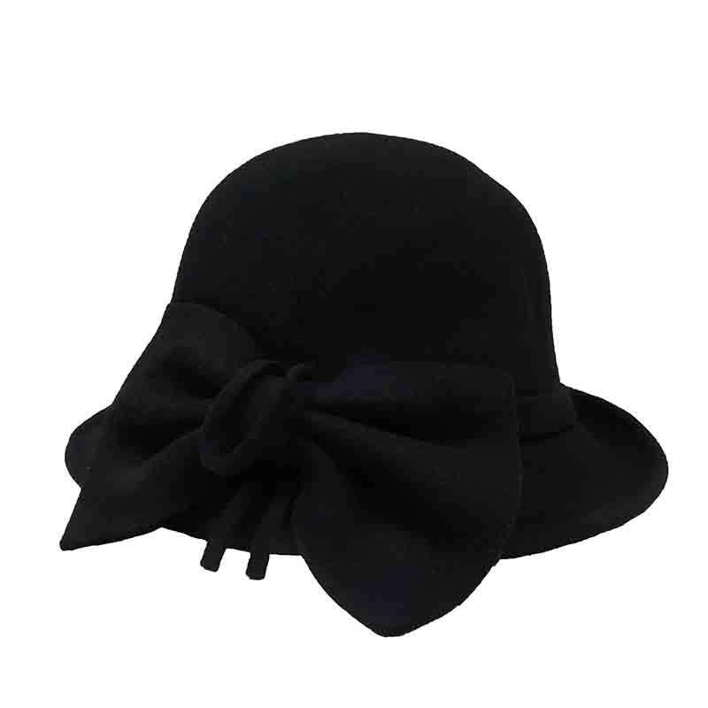 Wool Felt Cloche with Pleated Bow by JSA for Women Cloche Jeanne Simmons    